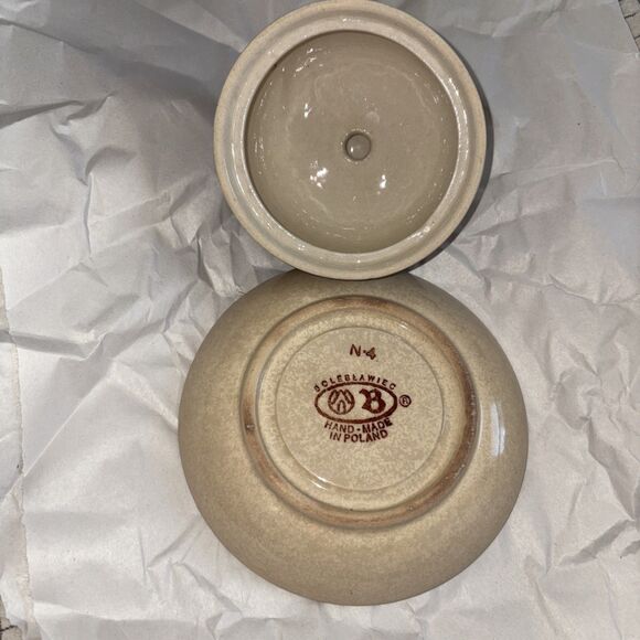 Boleblawiec Hand Made Polish Art Pottery Cheese Dish with Lid Blue White - Picture 5 of 10